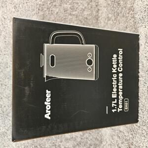 Arofeer 107L electric kettle. Black stainless steel. Model EK01B. NIB